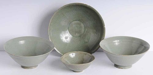 Four Celadon Glaze Bowls