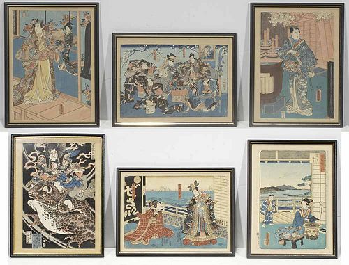 Group of Six Japanese Woodblock Prints
