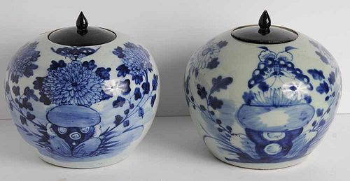 Pair Chinese Blue and White Porcelain