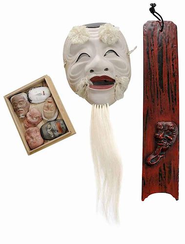 Lacquer [Okina] Mask and Wall Plaque;