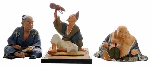 Three Hakata Pottery Figures