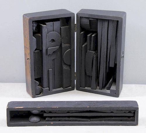 NEVELSON, Louise. 2 Painted Wood Assemblages.