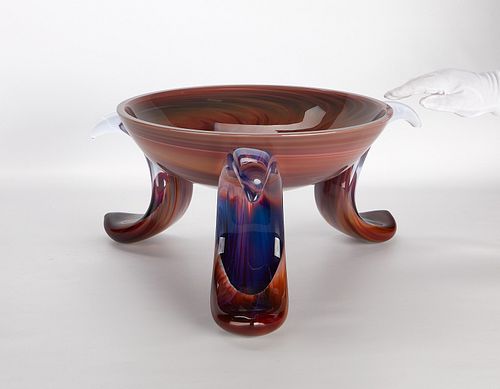 Dino Rosin Ikebana Glass Bowl w/ Legs