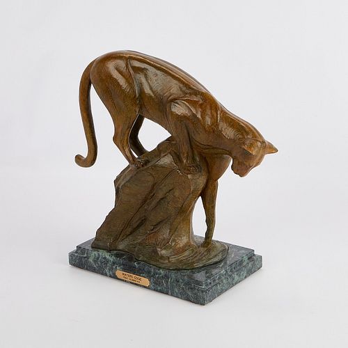 Kent Ullberg Water's Edge Cougar Bronze Sculpture