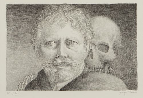 George Tooker "Self Portrait" Lithograph 1996