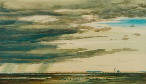 Peter Hurd "Shower on the Prairie" Lithograph