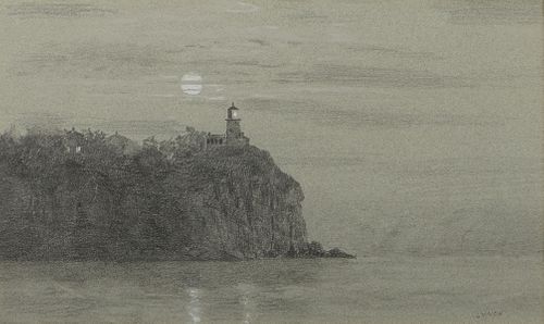 Mike Lynch Split Rock Lighthouse Charcoal Drawing