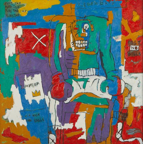 Ras Aykem "Jack Johnson" Oil Painting Basquiat Style