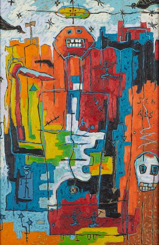 Ras Ishi Butcher Oil Painting Basquiat Style