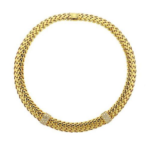 1990s Tiffany &amp; Co 18k Gold Diamond Necklace