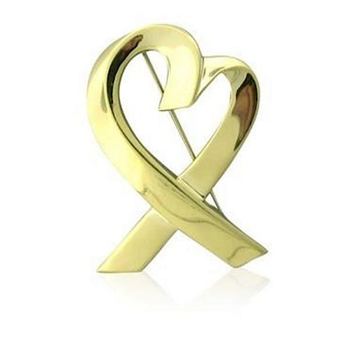 Tiffany &amp; Co Paloma Picasso Loving Heart 18K Yellow Gold Brooch Pin