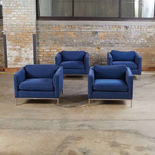 4 Florence Knoll Tuxedo Lounge Chairs