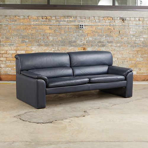 Modern Navy Leather Sofa