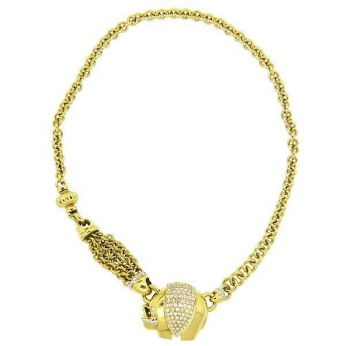 Pasquale Bruni Impressive Diamond 18k Gold Elephant Pendant Necklace