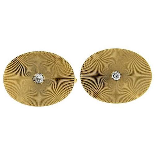 Larter &amp; Son Diamond 14k Gold Oval Cufflinks