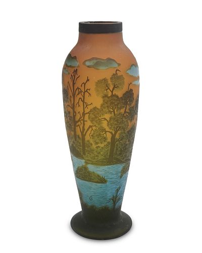 A Galle-style cameo glass vase