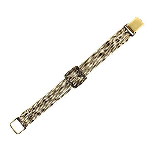 Antique 14k Gold Pearl Buckle Multi Chain Bracelet