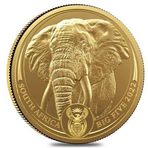 (15) 2022 South Africa Big 5 Elephant .9999 Gold 1 ozt