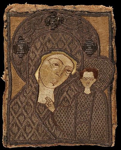 EMBROIDERED RUSSIAN ICON OF THE KAZAN MOG