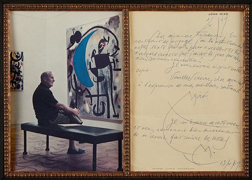 Attrib. Joan Miro Letter & Photograph