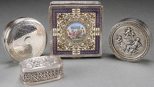 A GROUP OF FOUR SILVER BOXES, CONTINENTAL