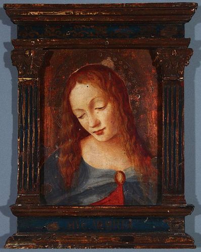 A BUST PORTRAIT OF THE VIRGIN IN TABERNACLE FRAME