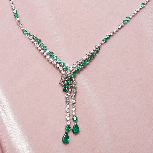 CERTIFICATED EMERALD AND DIAMOND NECKLACE