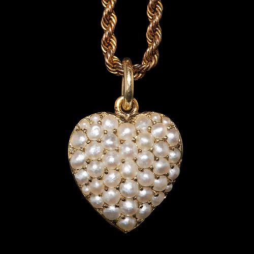 VICTORIAN PEARL LOCKET PENDANT WITH CHAIN,