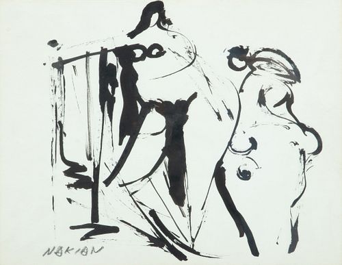 Reuben Nakian (American, 1897-1986) Ink Drawing On Paper, H 8.5'' W 9''