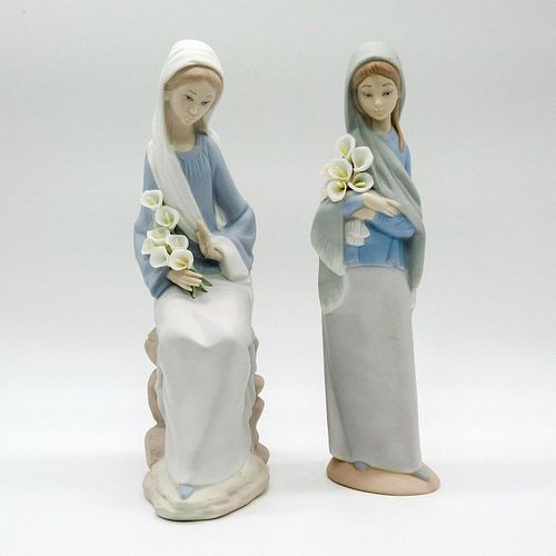 Pair, Girl with Lilies - Lladro Porcelain Figurines