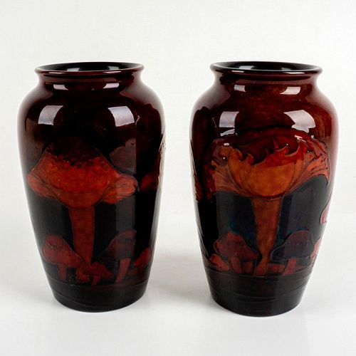 Pair of William Moorcroft Flambe Claremont Vases