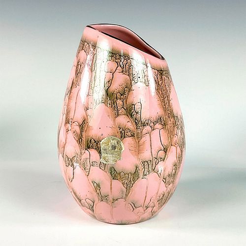 Mid-Century Dutch Hand Painted Porcelain Brass Accent Vase