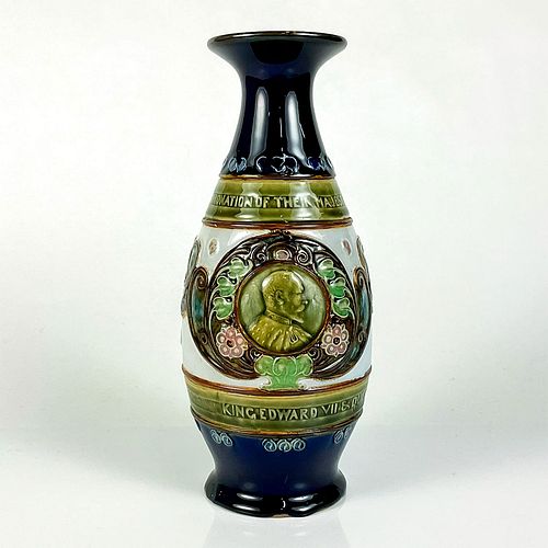 Antique Royal Doulton Stoneware 1902 Coronation Vase