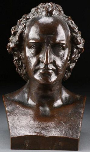 A PATINATED BRONZE BUST OF GOETHE, CIRCA 1899
