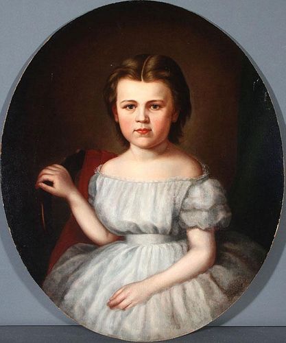 A 19TH CENTURY AMERICAN OIL PORTRAIT PAINTING
