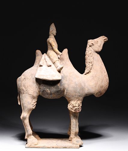 Large Chinese N. Qi Dynasty Ceramic Camel and Rider