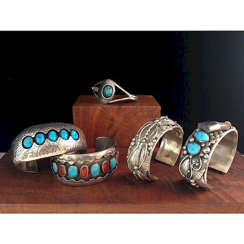 Pauline Benally (Dine, 20th century) Sterling Silver and Turquoise Shadowbox Cuff PLUS, From the Estate of Lorraine Abell, Ne
