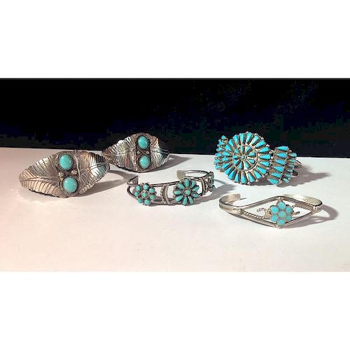 Zuni and Navajo Silver and Turquoise Bracelets, From the Estate of Lorraine Abell (New Jersey, 1929-2015)
