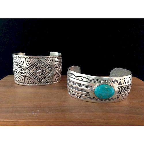 Navajo Stamped Sterling Cuffs, From the Estate of Lorraine Abell (New Jersey, 1929-2015)