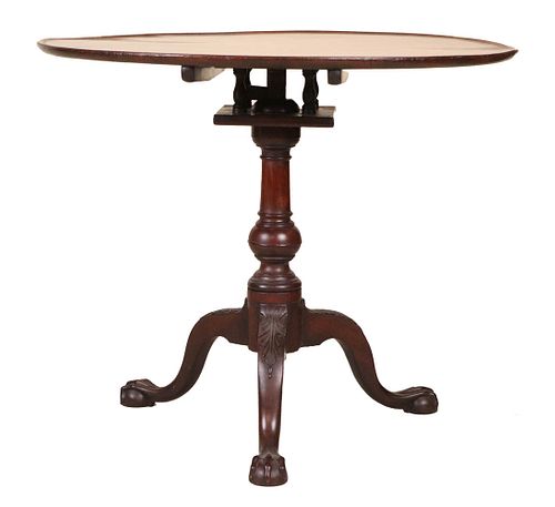 Chippendale Carved Mahogany Dish-Top Tea Table
