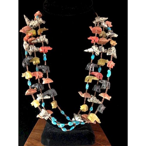 Zuni Three Strand Animal Fetish Necklace, From the Estate of Lorraine Abell (New Jersey, 1929-2015)