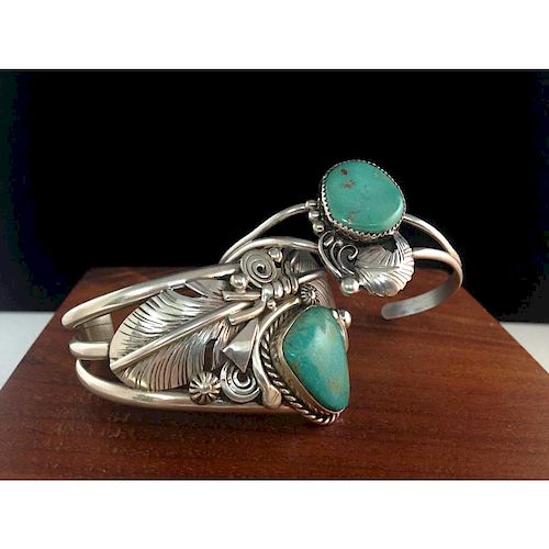 Ben Begay (Dine, 20th century) Turquoise and Sterling Silver Bracelet PLUS, From the Estate of Lorraine Abell (New Jersey, 19