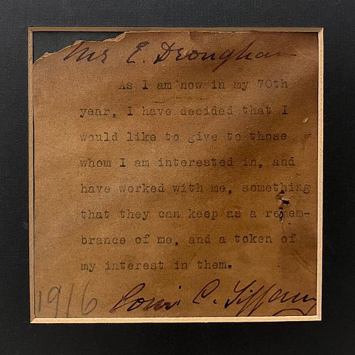 Louis C. Tiffany - Hand-Signed Letter