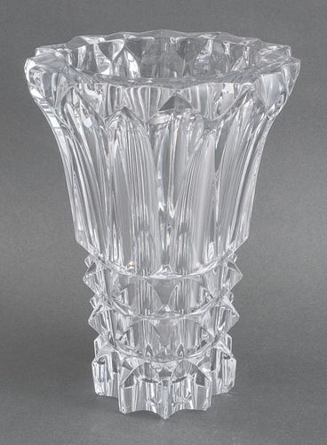 Cristal de Sevres Faceted Crystal Vase, 20th C