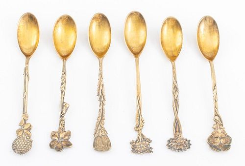 Tiffany & Co. Sterling Floral Demitasse Spoons, 6