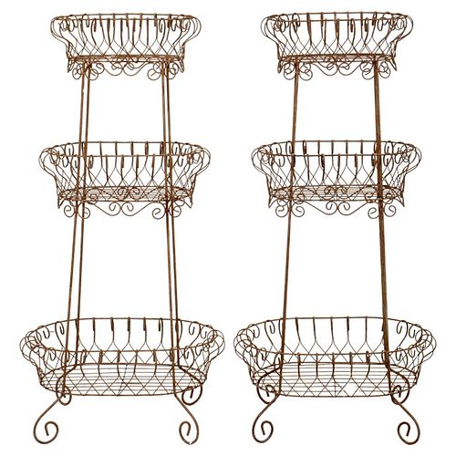 Country Style Wire Metal Shelves Etagere, 2