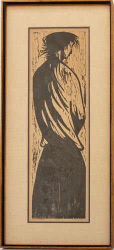 Leonard Baskin "Woman and Landscape" Woodcut