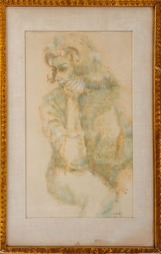 Otto Fried Portrait of a Seated Woman Mixed Media
