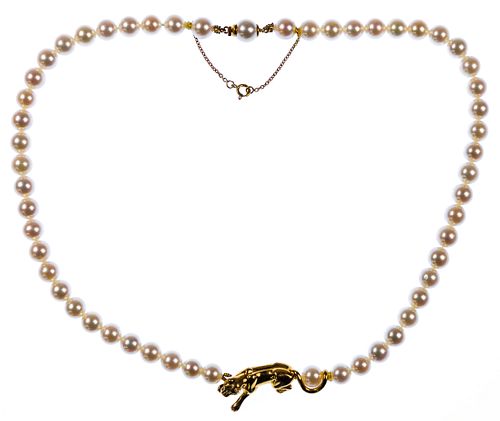 Cartier 18k Yellow Gold and Pearl Choker Necklace