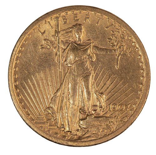 1907 $20 Gold Unc. Details